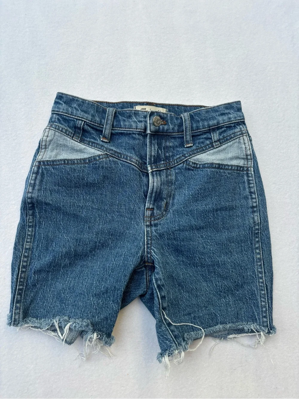 Madewell High Rise Long Denim - Contrast Yoke Addition Shorts